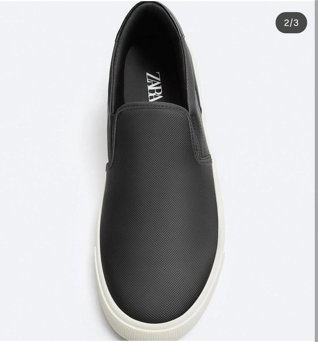 ZARA Leather Slip-On Sneaker – Black