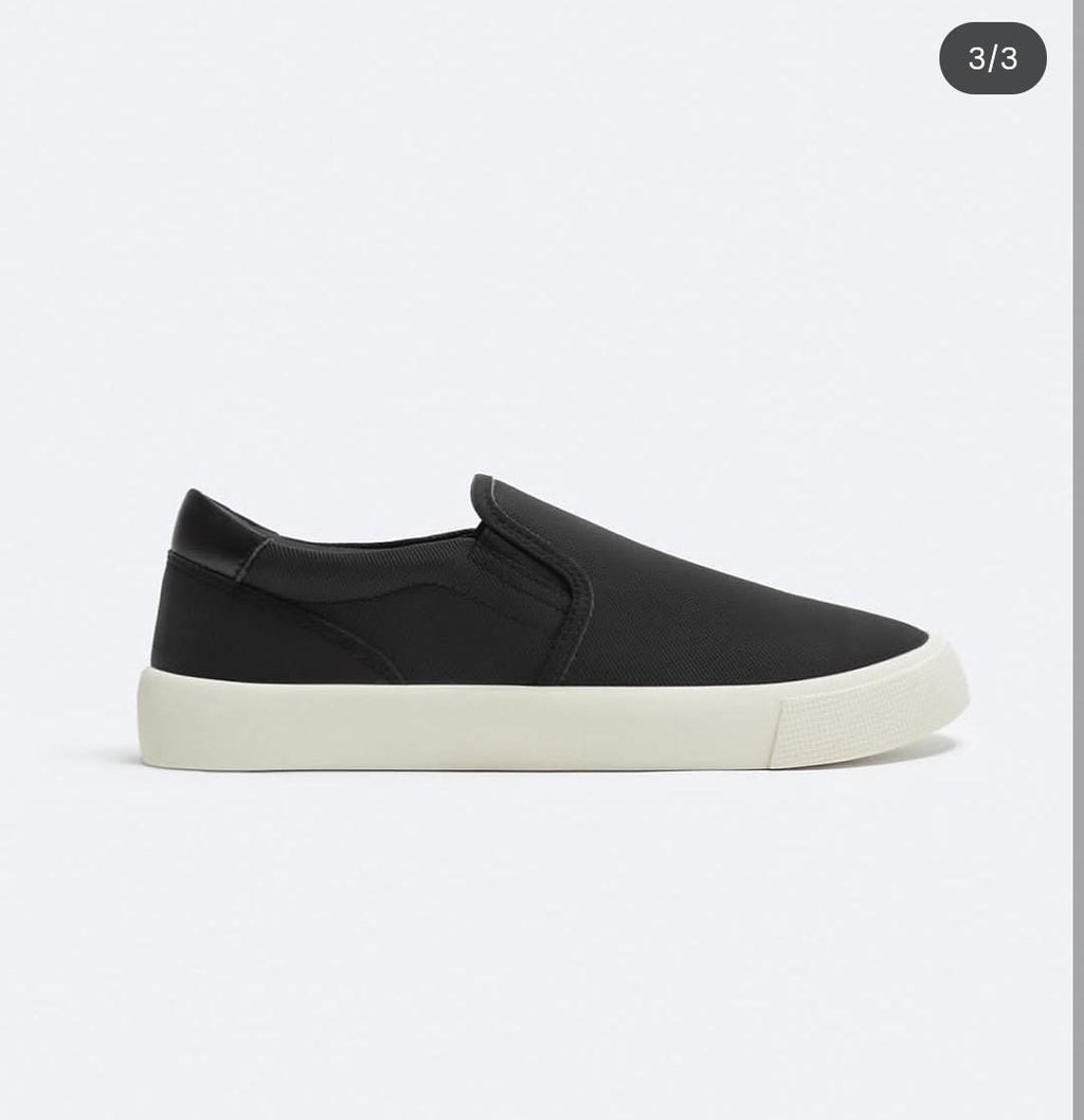 ZARA Leather Slip-On Sneaker – Black