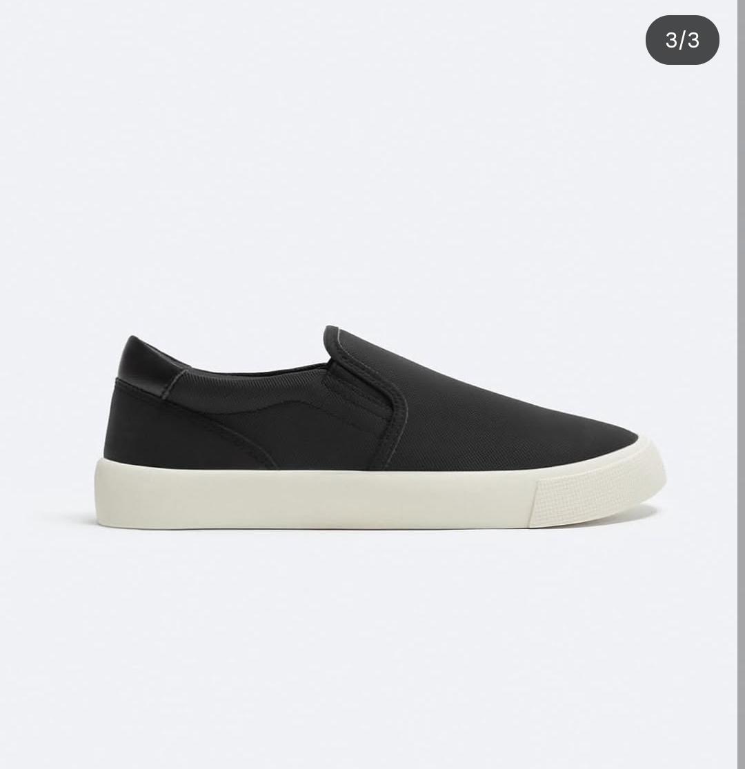 ZARA Leather Slip-On Sneaker – Black