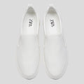 Zara White Textured Leather Slip-On Sneaker
