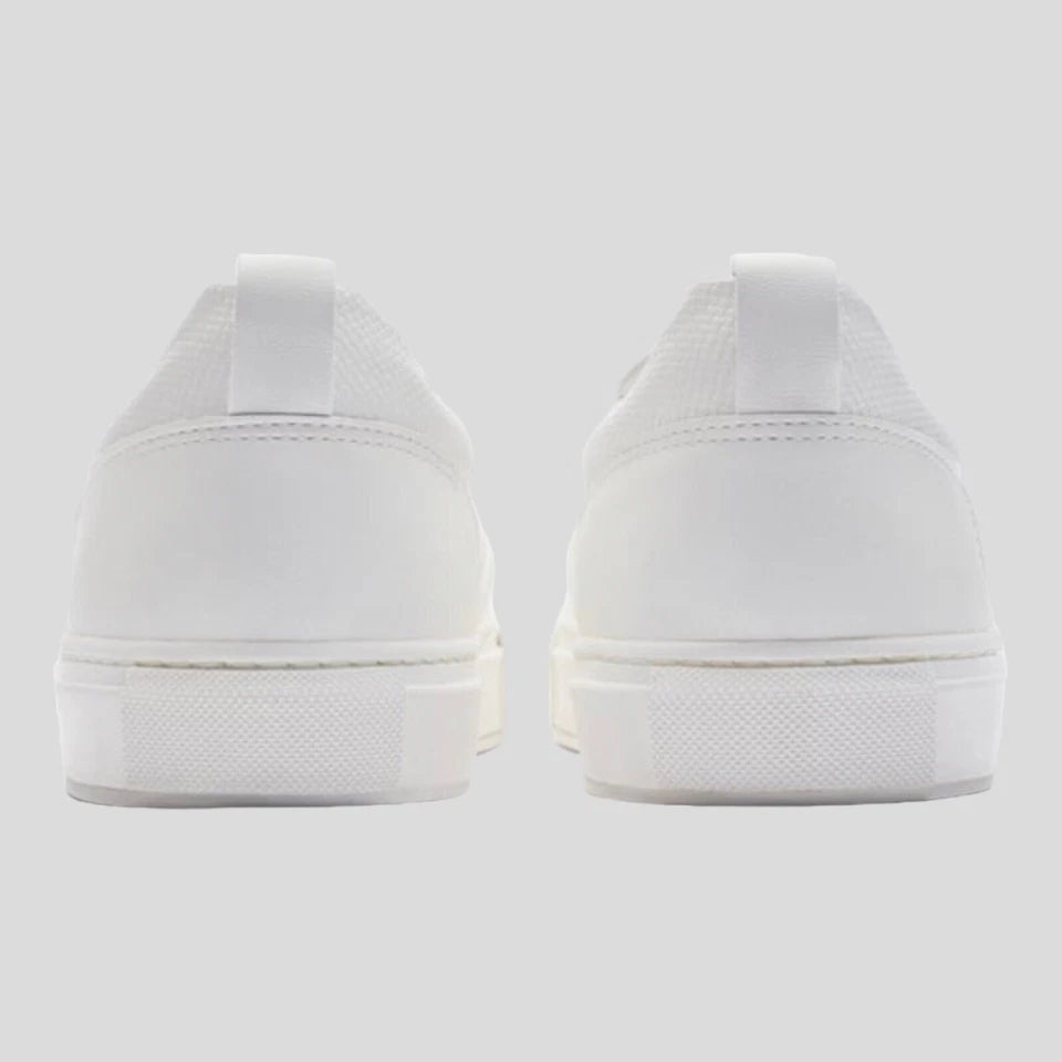 Zara White Textured Leather Slip-On Sneaker