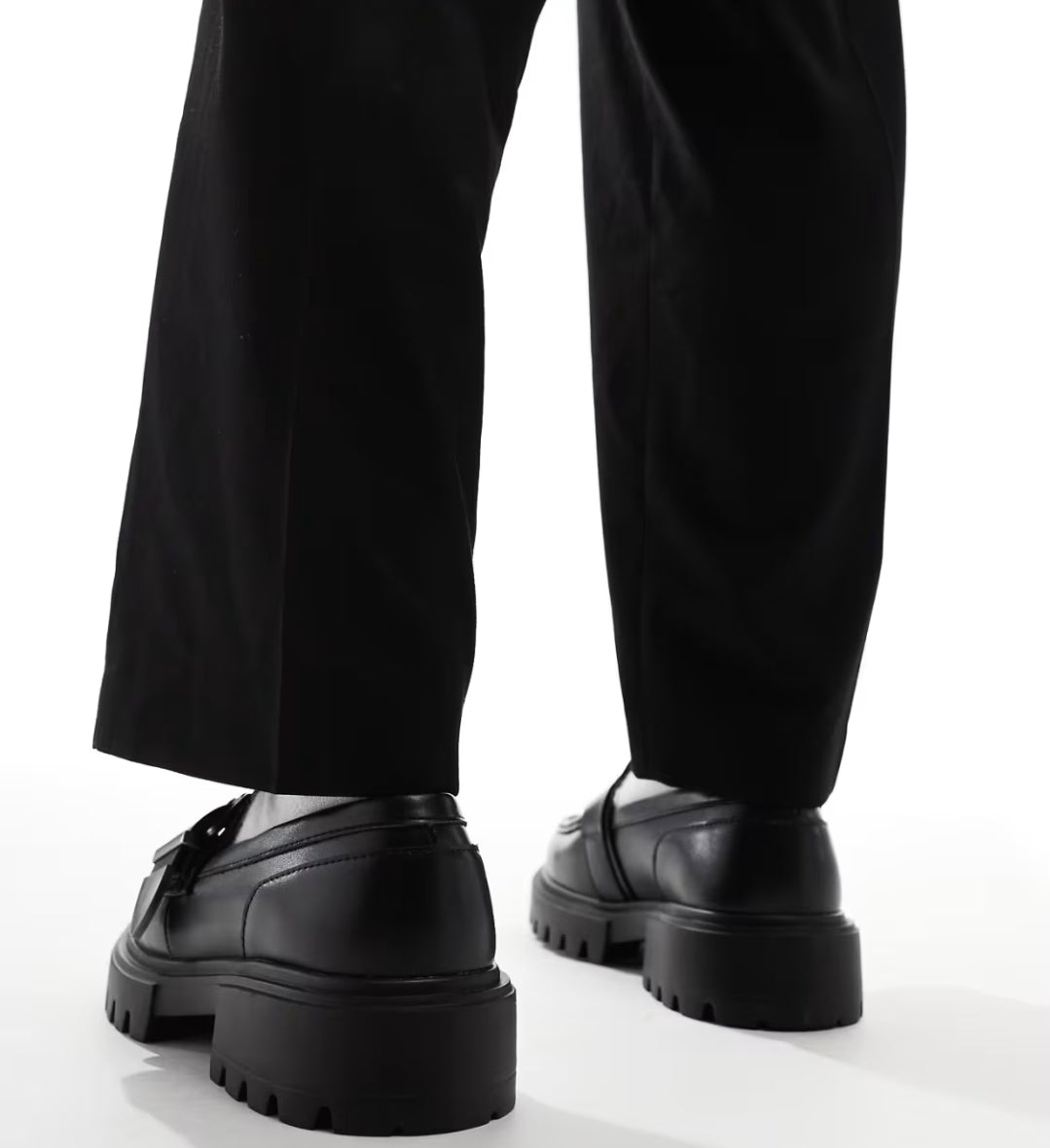 Pull&Bear Black Leather Buckle Loafer