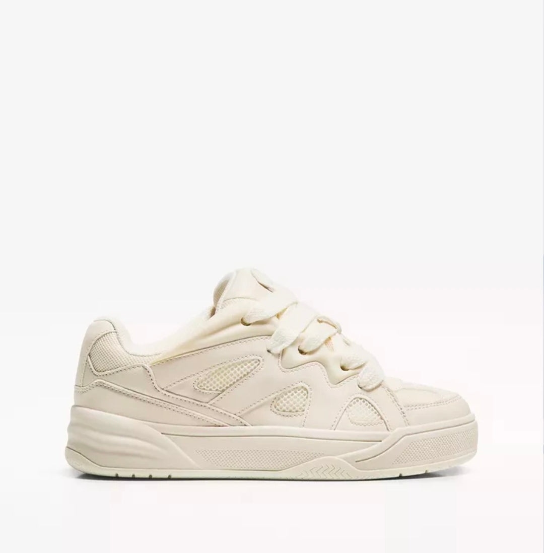 Bershka Cream Chunky Lace-Up Sneaker  (13-A)