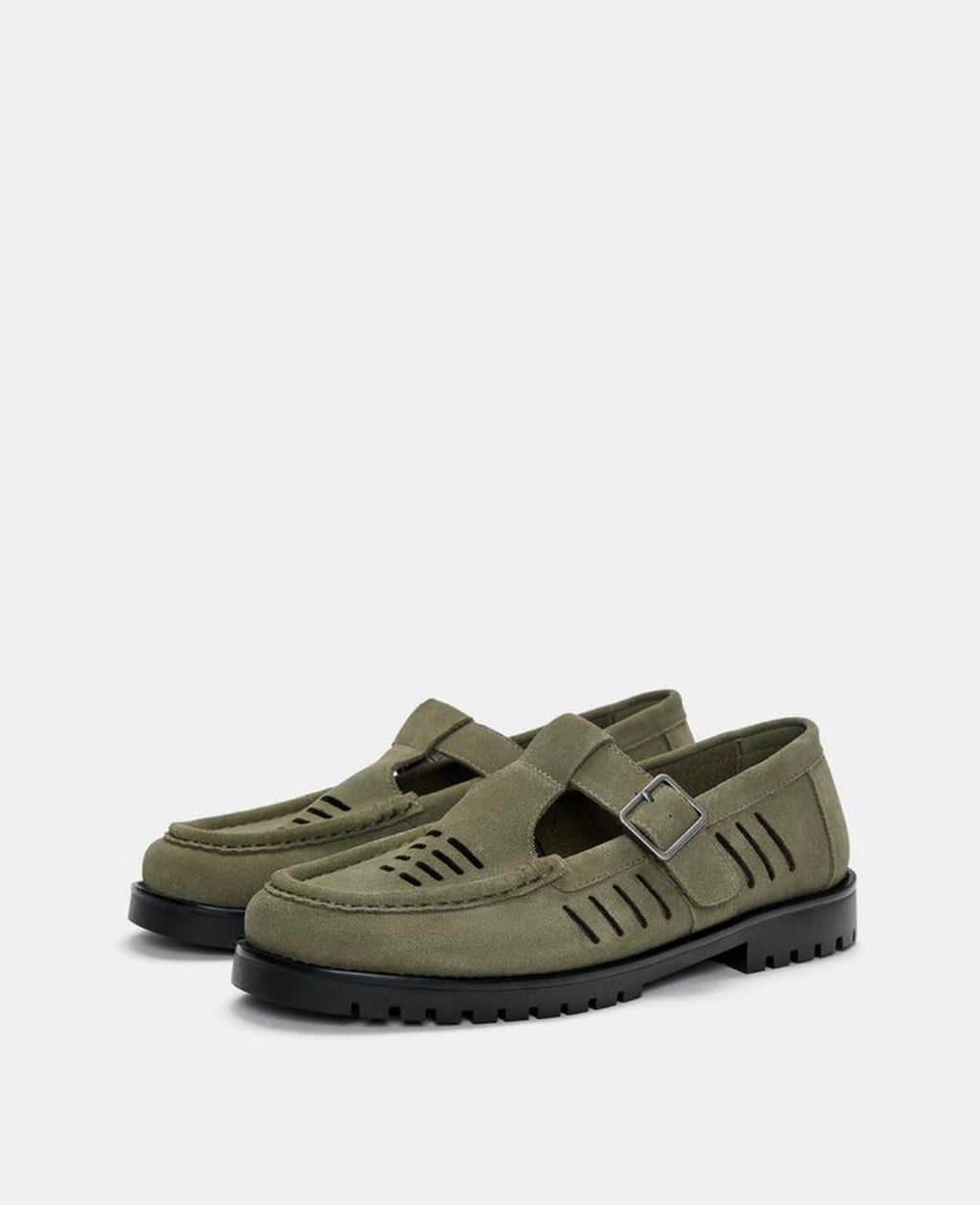 Olive Loafer with Lug Sole (17-f)