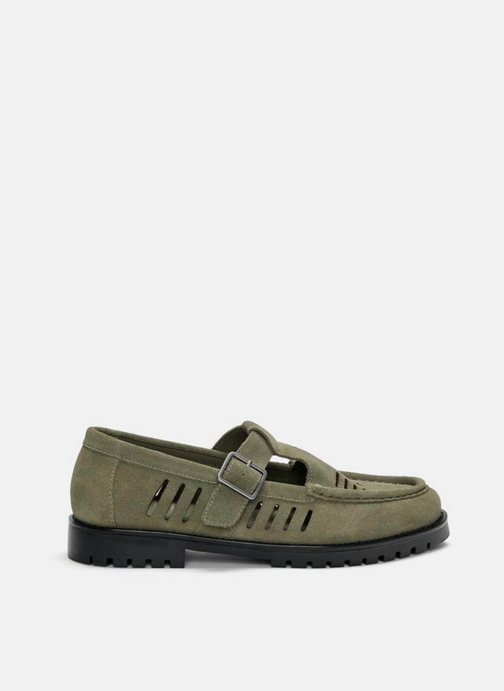 Olive Loafer with Lug Sole (17-f)