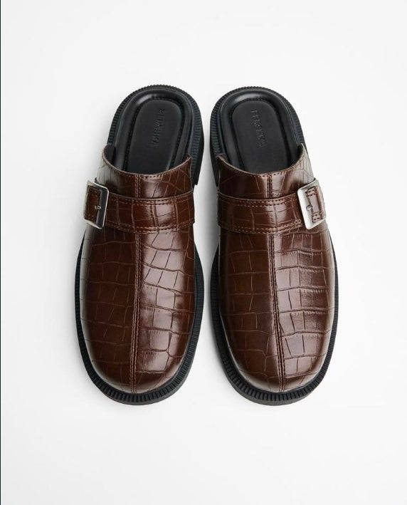Bershka Leather Buckle Mule