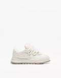 Bershka White Puffy Oversized Lace-Up Sneaker