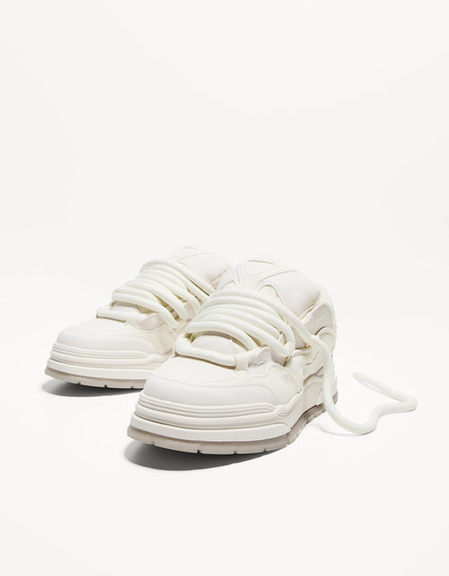Bershka White Puffy Oversized Lace-Up Sneaker