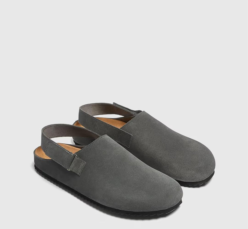 STWD Grey Suede Slingback Clog