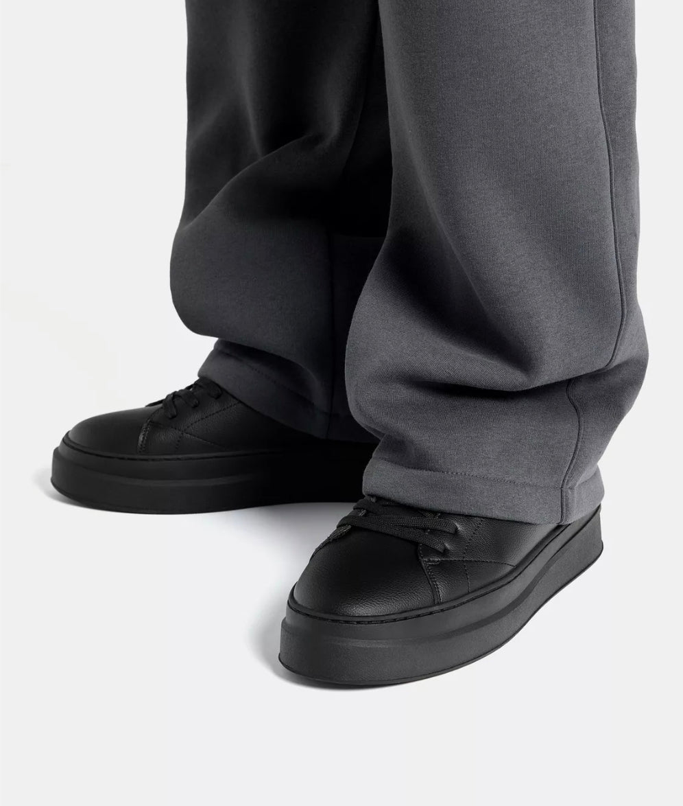 STWD All-Black Leather Platform Court Sneaker (28)