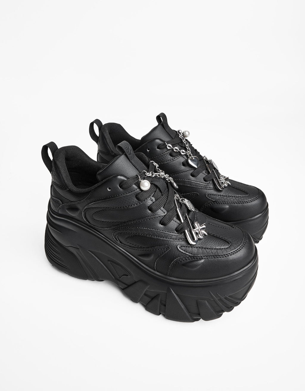 Bershka Chunky Platform Sneaker with Silver Charms