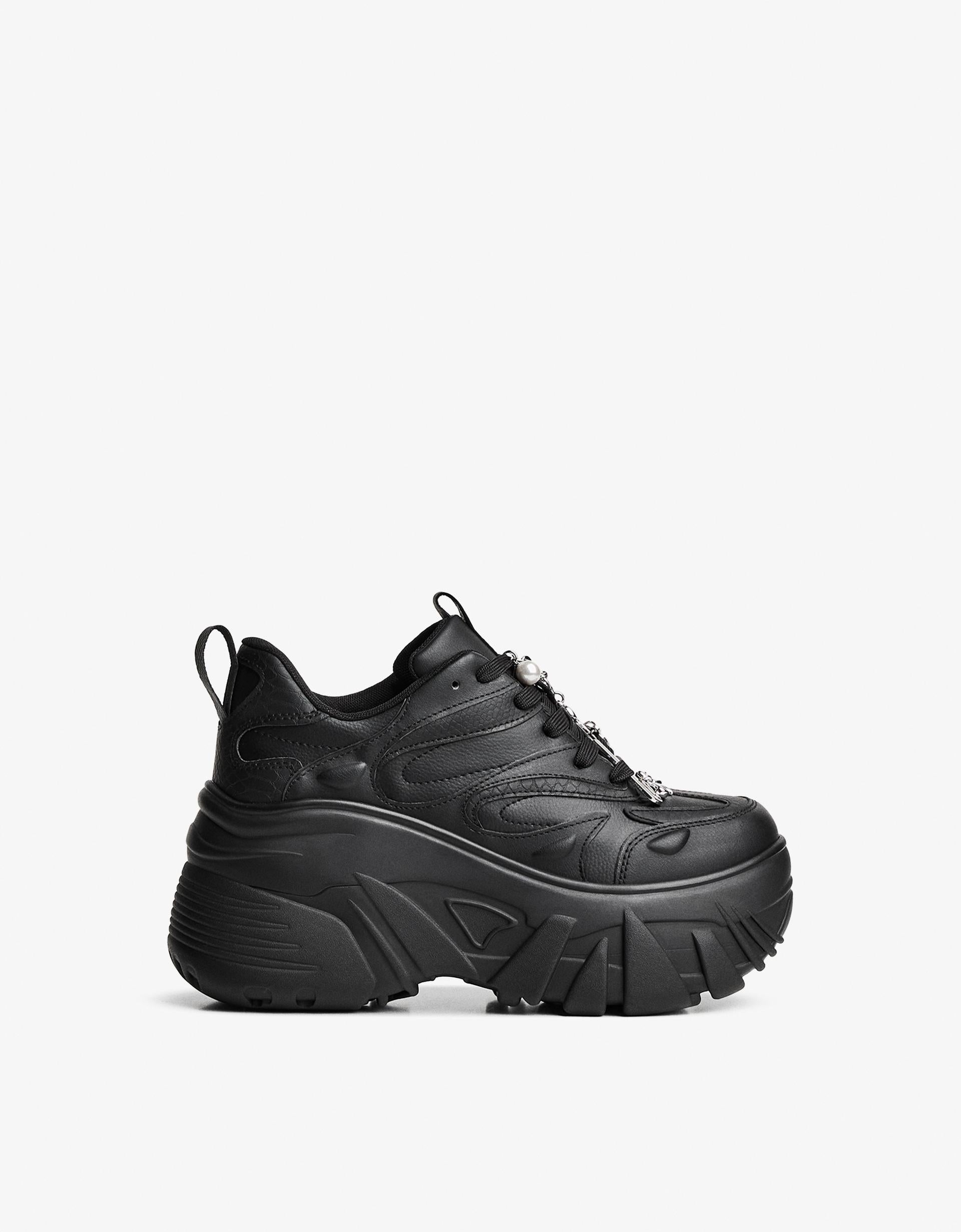 Bershka Chunky Platform Sneaker with Silver Charms