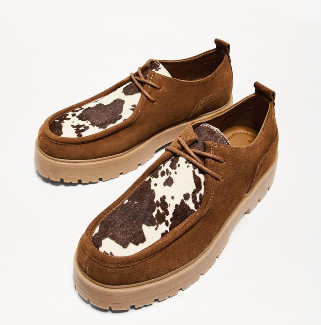 Tan Suede & Cow-Printed boots