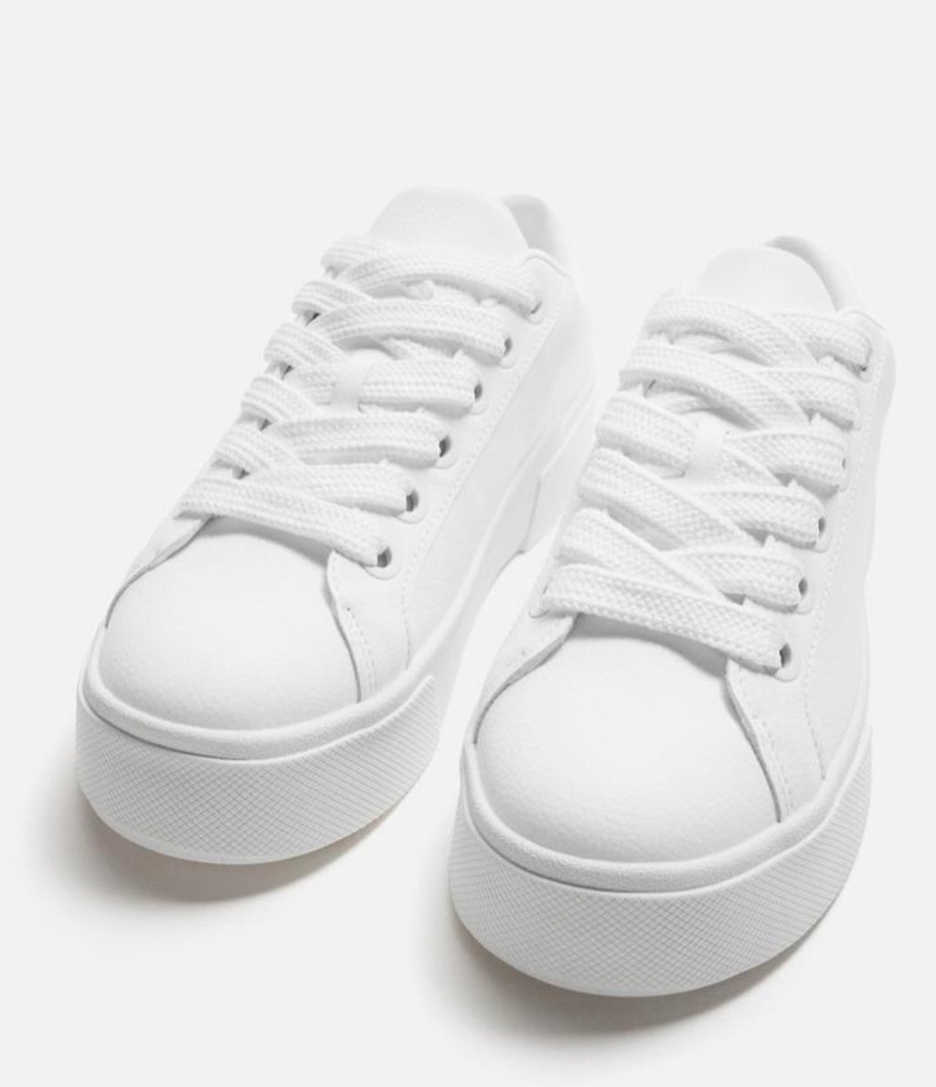 Zara All-White Platform Sneaker (37)