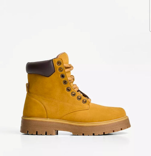Brown Lace-Up Work Boots   (41)