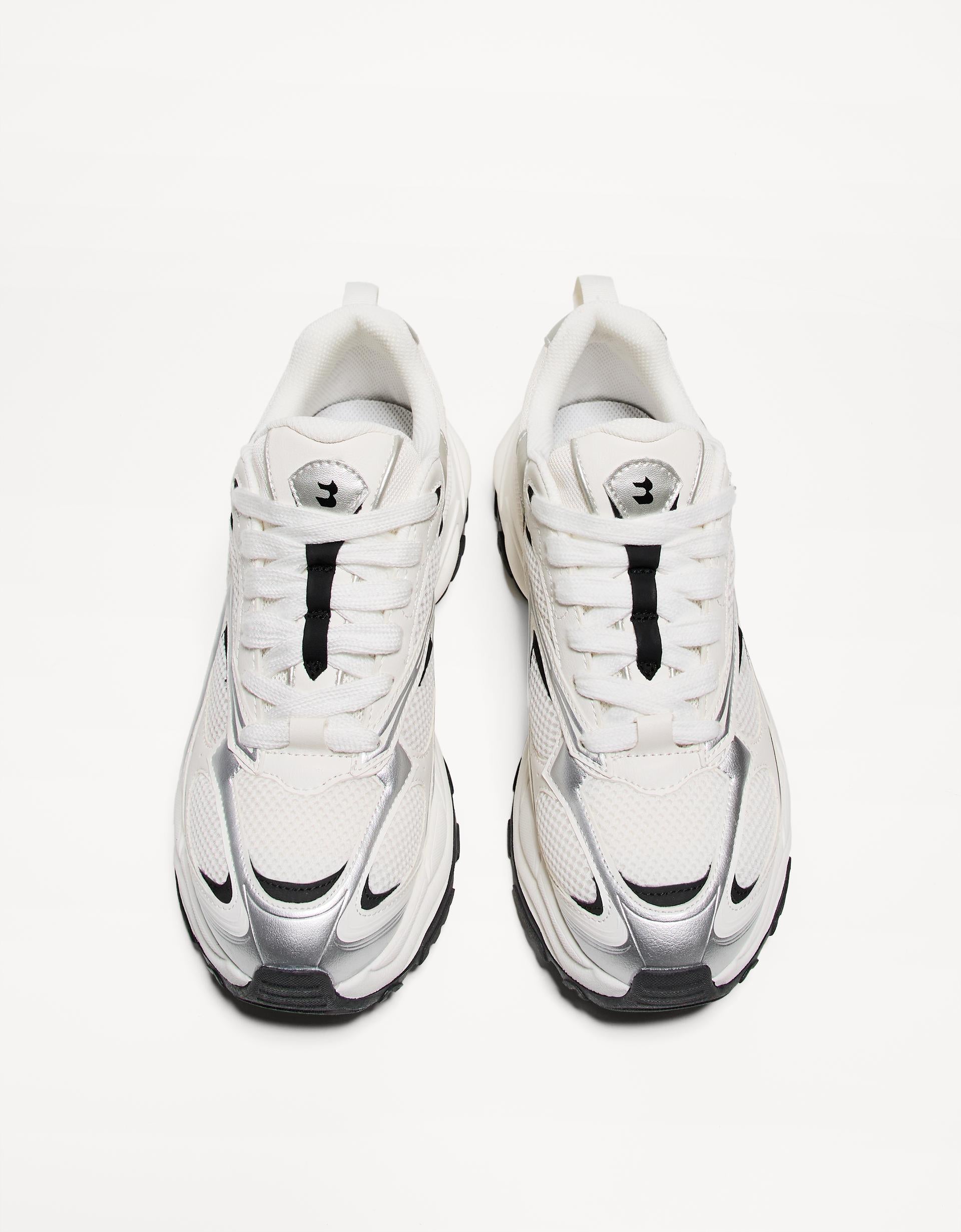 Bershka White & Silver Chunky Sneaker