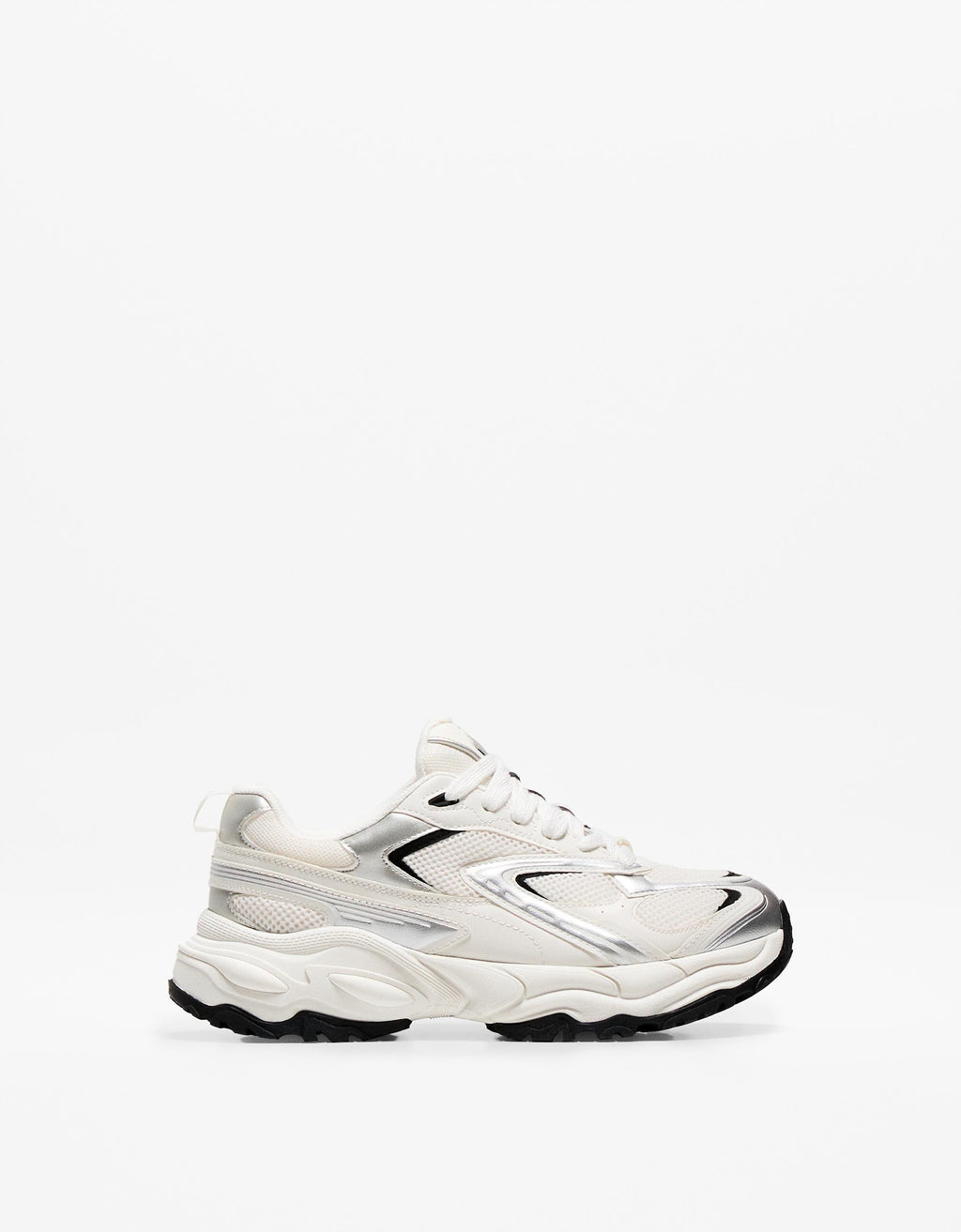 Bershka White & Silver Chunky Sneaker