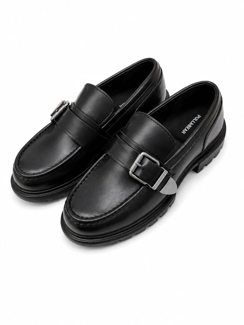 Pull&Bear Black Leather Buckle Loafer