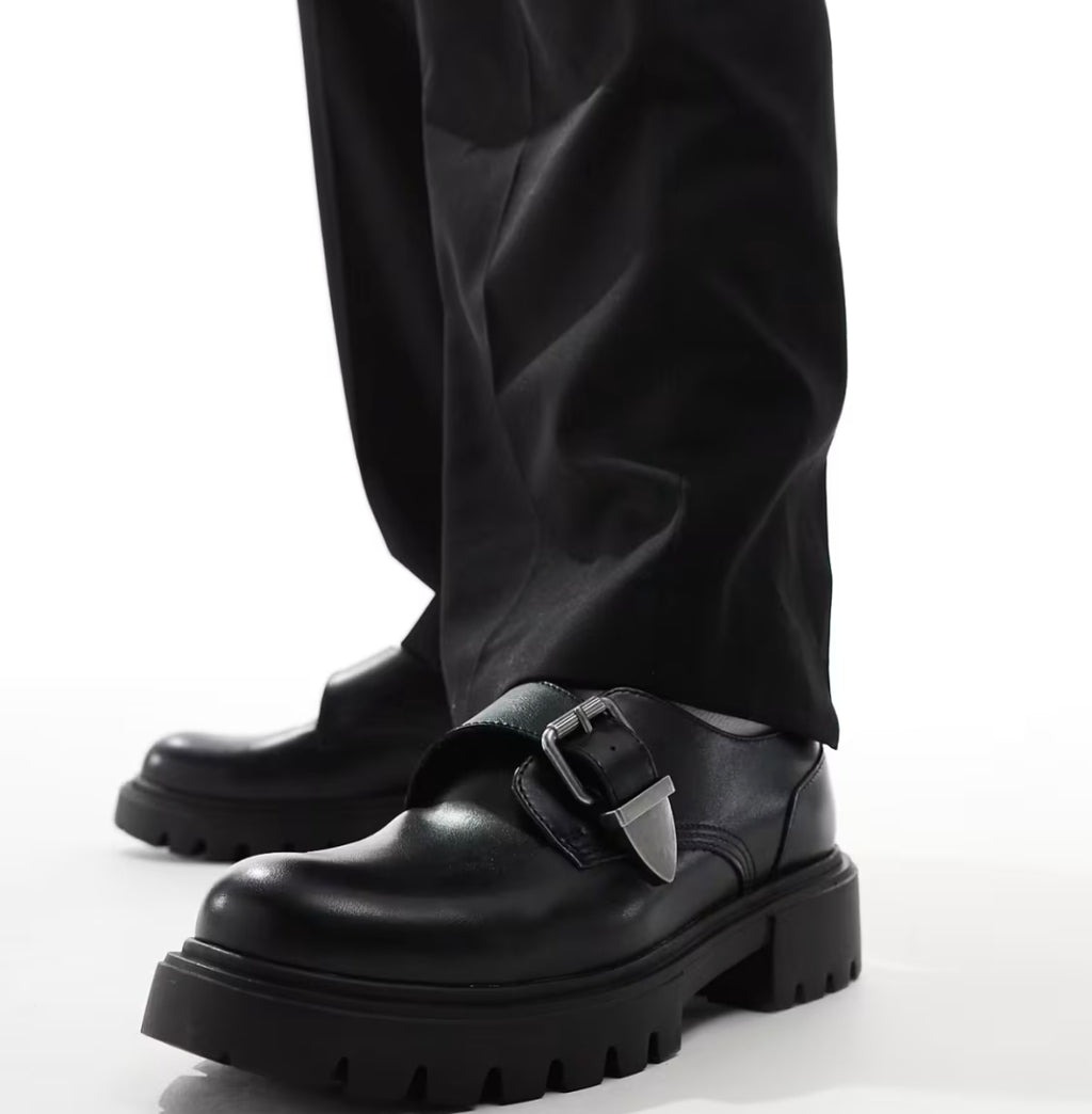 Bershka Black Leather formal shoe    (52-b)