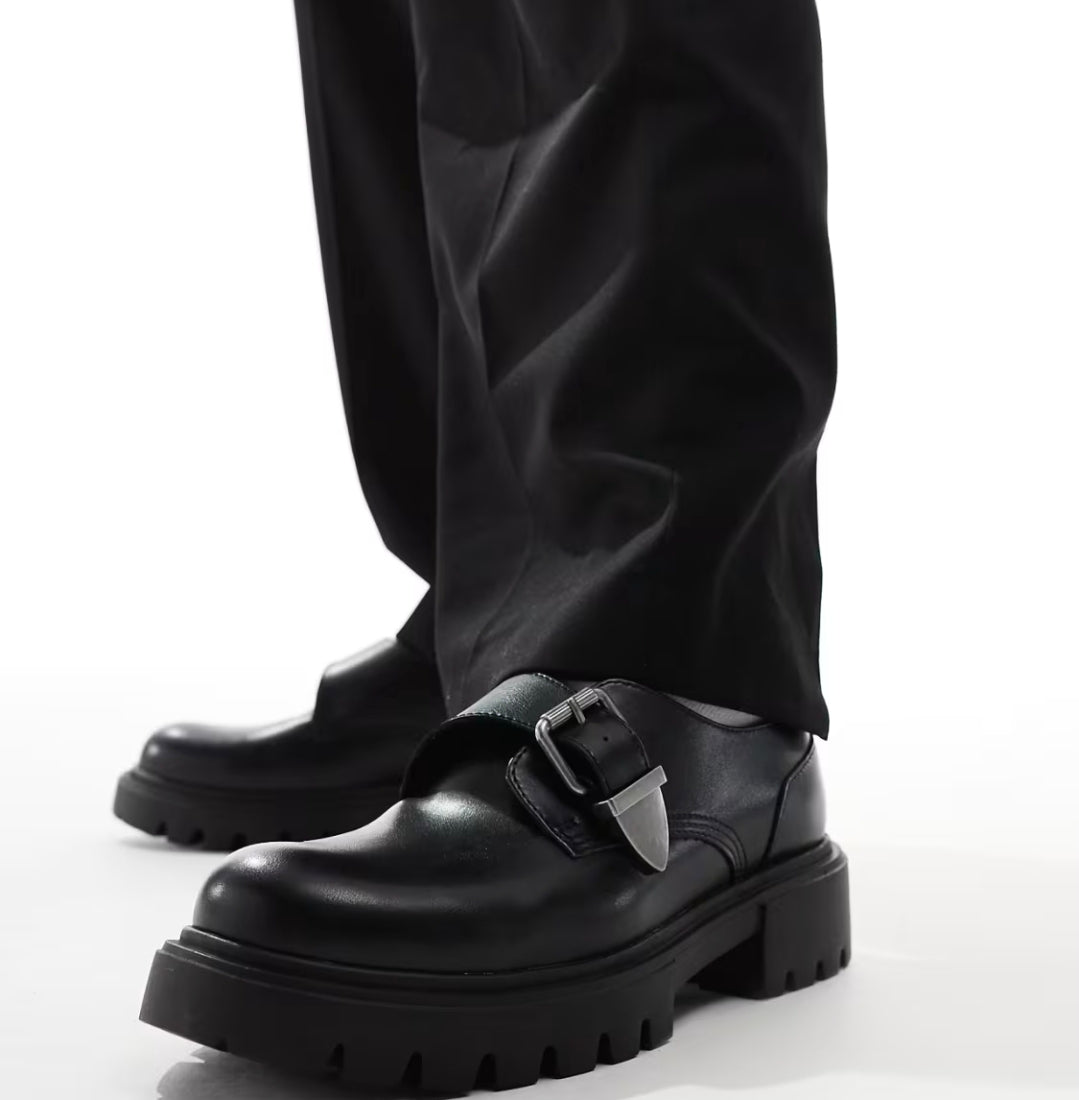 Bershka Black Leather formal shoe    (52-b)