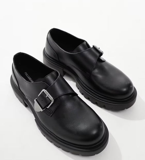 Bershka Black Leather formal shoe    (52-b)