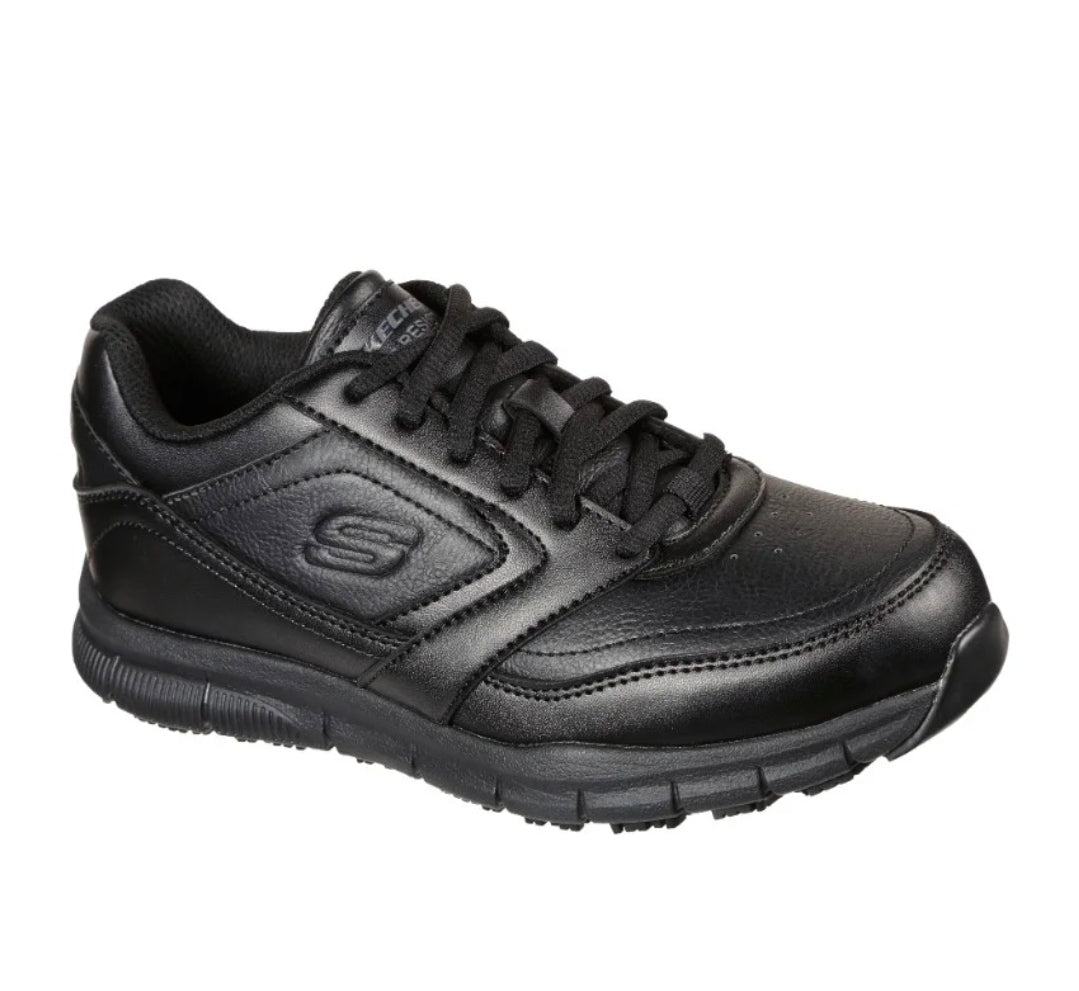 Skechers Black Leather Work Sneaker  (68)