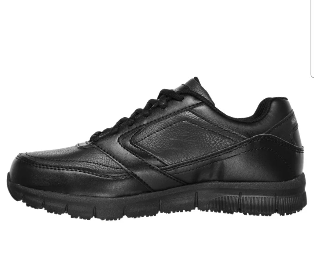 Skechers Black Leather Work Sneaker  (68)