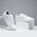 Zara White Leather Court Sneaker    (7-B)