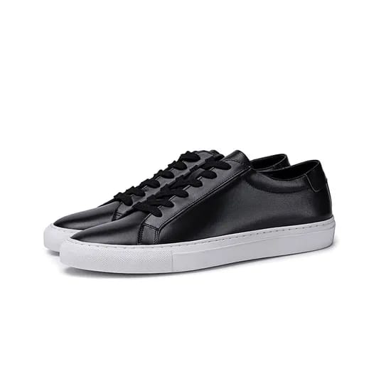 Revolution Black Leather Court Sneaker   (7-B)
