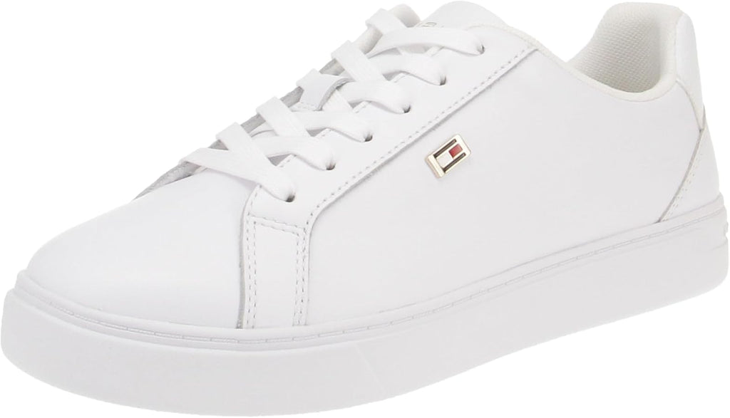 Tommy Hilfiger Full White Leather Court Sneaker with Flag Badge  (80)