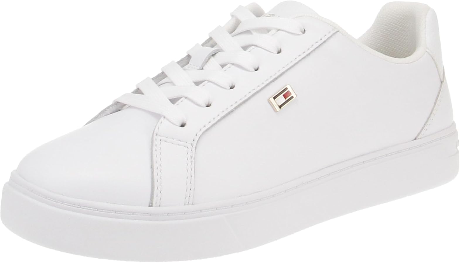 Tommy Hilfiger Full White Leather Court Sneaker with Flag Badge  (80)