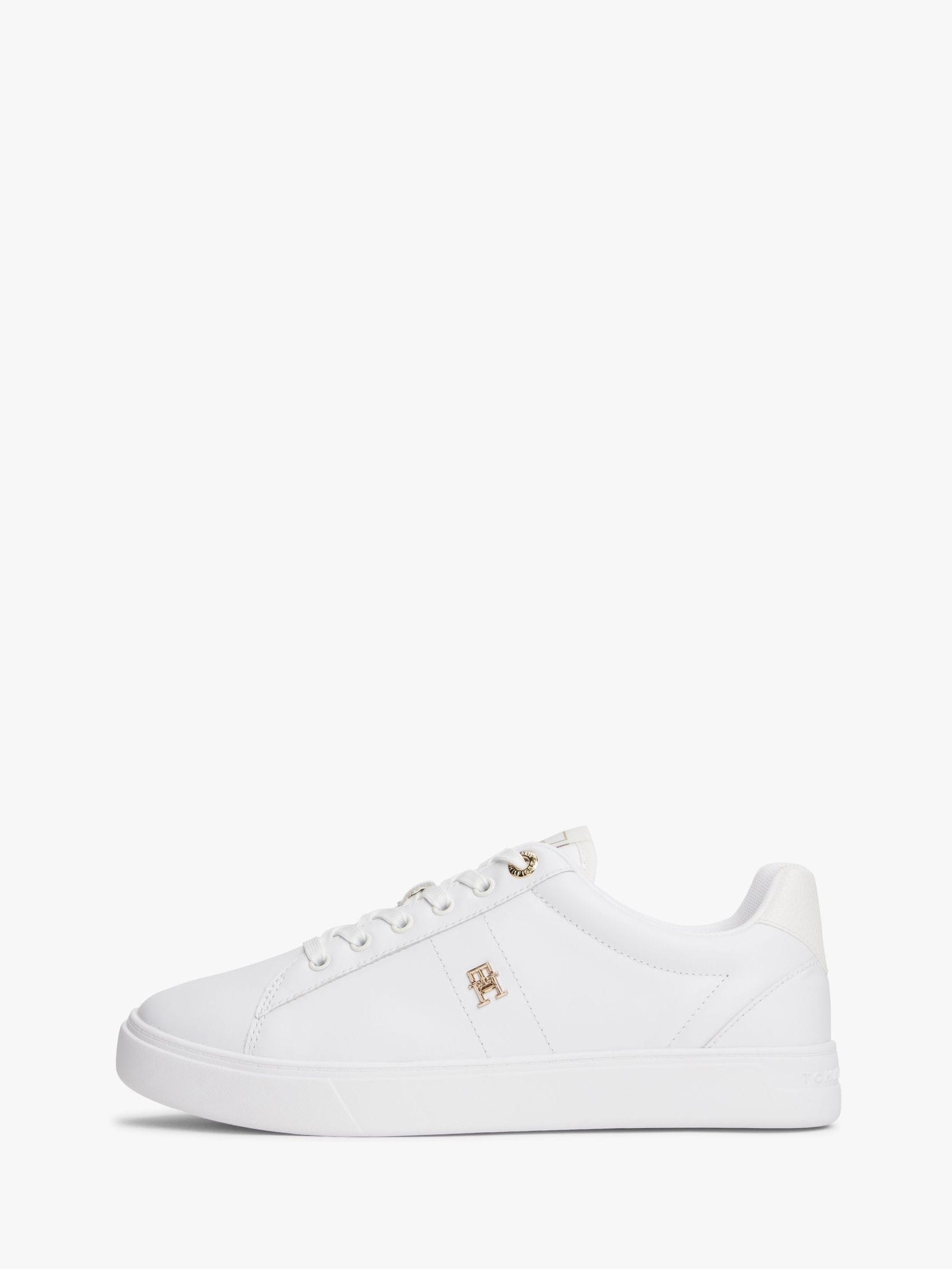 Tommy Hilfiger White Leather Sneaker with Gold TH Monogram  (81-C)