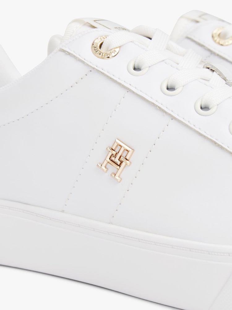 Tommy Hilfiger White Leather Sneaker with Gold TH Monogram  (81-C)