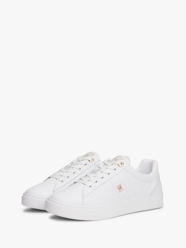 Tommy Hilfiger White Leather Sneaker with Gold TH Monogram  (81-C)