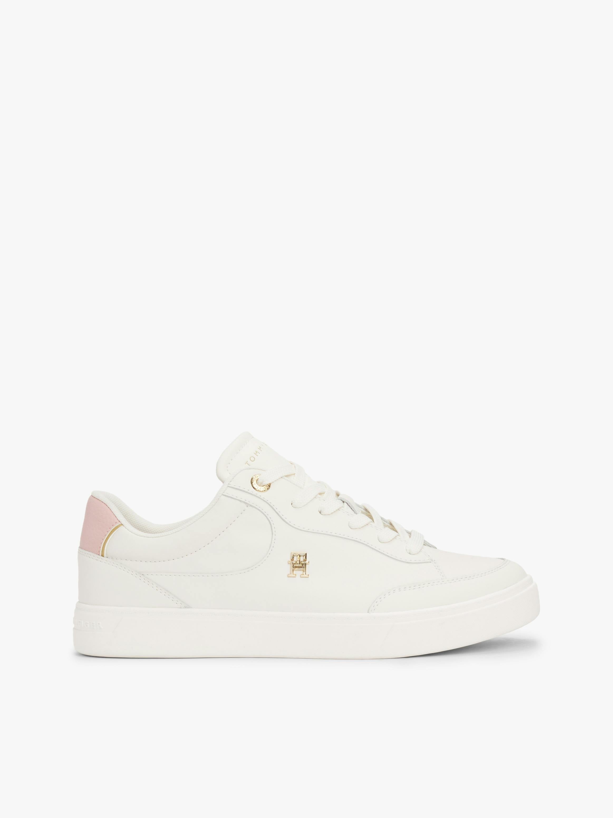 Tommy Hilfiger White Leather Court Sneaker     (81-d)