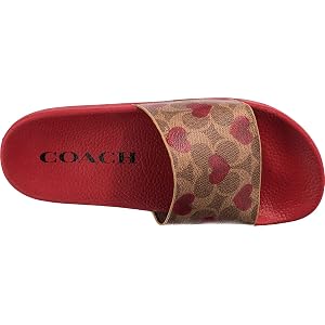 Coach Signature Canvas Heart Print Slides (K)