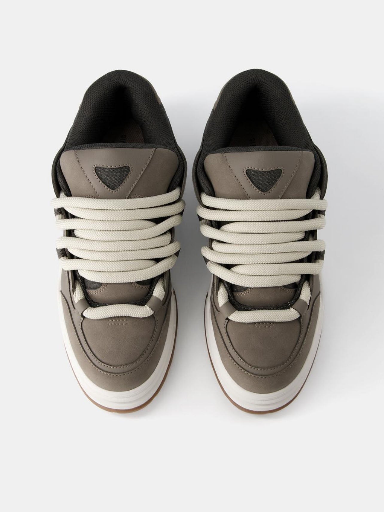 Bershka chunky low top trainer in brown
