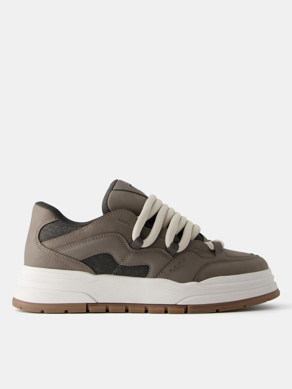 Bershka chunky low top trainer in brown